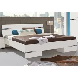 Futonbett »Anna, Bett Made in Germany«, mit chromfarbenen Details im Kopf-und Fußteil, 3 Breiten zur Auswahl, weiß, , 17373051-0