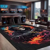 bamyum Power Gamer-Teppich, Bedruckter Teppich Chenille-Druck Maschinell Hergestellt für Spielzimmer, Gamer-Teppiche für Schlafzimmer, Videospiel-Teppich, Waschbarer Teppich Gaming-Teppich 120 x 180