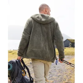 John Devin Kapuzenstrickjacke JOHN DEVIN, Herren, Gr. XXL (60/62), grün (olive), Fleece, Obermaterial: 100% Polyester, unifarben, bequem, Strickjacken, in weichem Teddyfleece