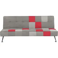 Beliani Schlafsofa 3-Sitzer Samtstoff grau Patchwork OLSKER
