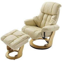 Robas Lund Calgary Leder 90 x 91 x 104 cm creme inkl. Hocker