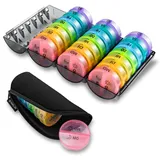 Tablettenbox Monat 28 Tage, Tablettenbox 14 Tage 2 Fächer Große Pillendose für Morgens Abends, Tägliche Pillendosen für 4 Wochen, Medikamenten-Organizer für für Pillen, Fischöle, Vitamine (Farbig)