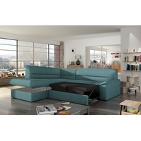 JVmoebel Ecksofa, Design Ecksofa Elano L-form Bettfunktion Couch Leder Textil Sofas blau