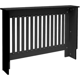 ECD Germany Heizkörperverkleidung Landhausstil 112x19x82 cm Schwarz, MDF lackiert, Heizungsverkleidung Heizkörperabdeckung für Wohnzimmer &