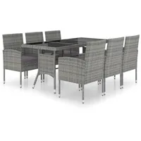 vidaXL 7-tlg. Garten-Essgruppe Poly Rattan Anthrazit und Grau