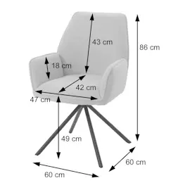 Mendler Esszimmerstuhl HWC-G67, Küchenstuhl Stuhl Armlehne, drehbar Auto-Position, Stoff/Textil Bouclé Öko-Tex MVG ~ creme