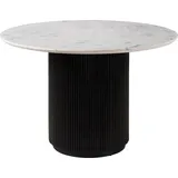 MASSIVMOEBEL24.DE MASSIVMOEBEL24 Esstisch rund Mango 120x120x76 schwarz lackiert / Marmor weiß barcelona 128