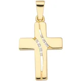 Kettenanhänger ADELIA ́S "Kreuzanhänger 333 Gold ( 8K ) mit Zirkonia", gold, Schmuckanhänger, Damen, mit Zirkonia, Gold, Kettenanhänger, Goldanhänger Kreuz