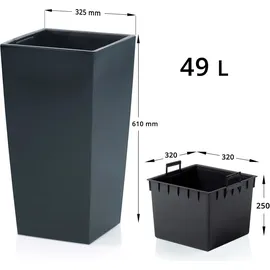 Prosperplast Urbi 49 Liter, Kunststoff, 32,5 x 32 x 61 cm Anthrazit