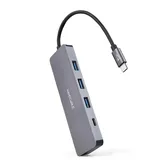 NANOCABLE 10.16.4409 – USB-C-Konverter-Hub zu 3 USB-A 3.0-Buchsenanschlüssen + 1 USB-C-Buchsenanschluss, Aluminium, 10 cm, Grau