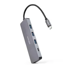 NANOCABLE 10.16.4409 – USB-C-Konverter-Hub zu 3 USB-A 3.0-Buchsenanschlüssen + 1 USB-C-Buchsenanschluss, Aluminium, 10 cm, Grau