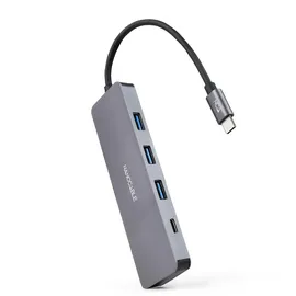 NANOCABLE 10.16.4409 – USB-C-Konverter-Hub zu 3 USB-A 3.0-Buchsenanschlüssen + 1 USB-C-Buchsenanschluss, Aluminium, 10 cm, Grau