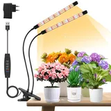 2-Kopf Pflanzenlichter, V-Form Pflanzenlampe LED, Vollspektrum Wachstumslampen für Pflanzen,Pflanzenlicht für Zimmerpflanzen, Pflanzenleuchte, Grow Light mit 10 Stufen Dimmbar, 3/9/12H Auto Timer