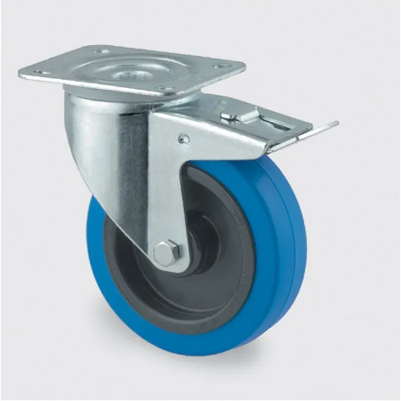 TENTE Transportrad mit blauer Lauffläche, 100 mm, drehbar mit Bremse