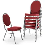 Raburg Stapelstuhl 6er Set DAVID - stabil bis 150 kg in ROT, Bestseller in Gewerbequalität + stapelbar für: Konferenz, Seminar, Wartezimmer, Bankett, Theater, Oper, Schule/Uni & Gastro/Hotel