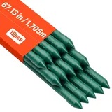 Vevor Rankhilfe, 15er-Pack, Pflanzstab ⌀16x1705mm, kunststoffbeschichtete Metall-Tomatenstäbe, Pflanzenstütze mit spitzem Ende & rutschfesten Noppen für den Anbau von Kletterpflanzen & Gemüse