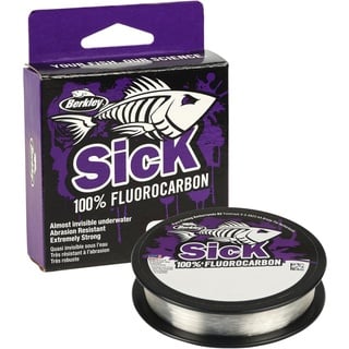 Berkley Sick Fluorocarbon-Vorfachmaterial – durchsichtige Fluoro-Carbon-Angelschnur, schnell sinkendes und unsichtbares Raubfisch-Angelvorfach, 50 m, farblos