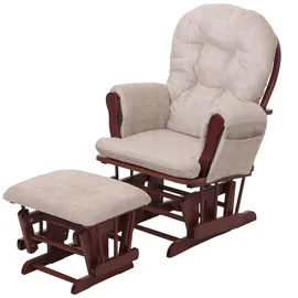 Mendler Relaxsessel HWC-C76 Chenille 75 x 100 x 71 cm Beige mit Hocker