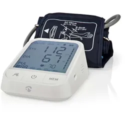 Nedis SmartLife Blutdruckmessgerät | Weiss 22 - 42 cm | Anzeige des Stillhaltens / Erkennung des Tragens einer Manschette / Erkennung unregelmäßiger H