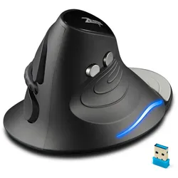 ZELOTES F-17 Vertikale Maus, 2,4 GHz, kabellose Gaming-Maus, 6 Tasten, ergonomische optische Mäuse mit 3 schwarz