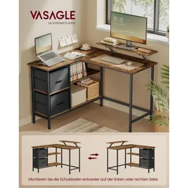 VASAGLE Schreibtisch Eckschreibtisch Computertisch mit Schubladen 115cm Vintage