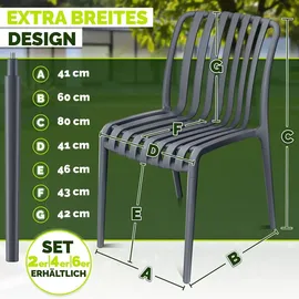 tillvex Gartenstuhl 6er Set 120 x 120 x 108 cm Silber