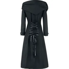 Gothicana by EMP Damen schwarzer langer Wollmantel mit großer Kapuze S - S