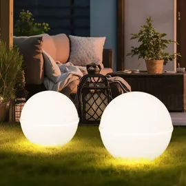 just light. LED Kugelleuchte 2er Set Kunststoff 40x40x71 cm mit Kabel und Spieß weiß