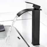 Moderne Wasserfallarmatur Einhandmischer Schwarz Matt