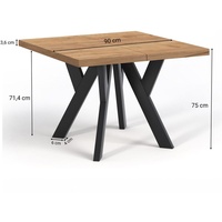 Quadratischer Ausziehbarer Tisch für Esszimmer, NERO, Loft-Stil, Skandinavisch, 90 / 190 cm, Farbe: Eiche Sonoma / Schwarz