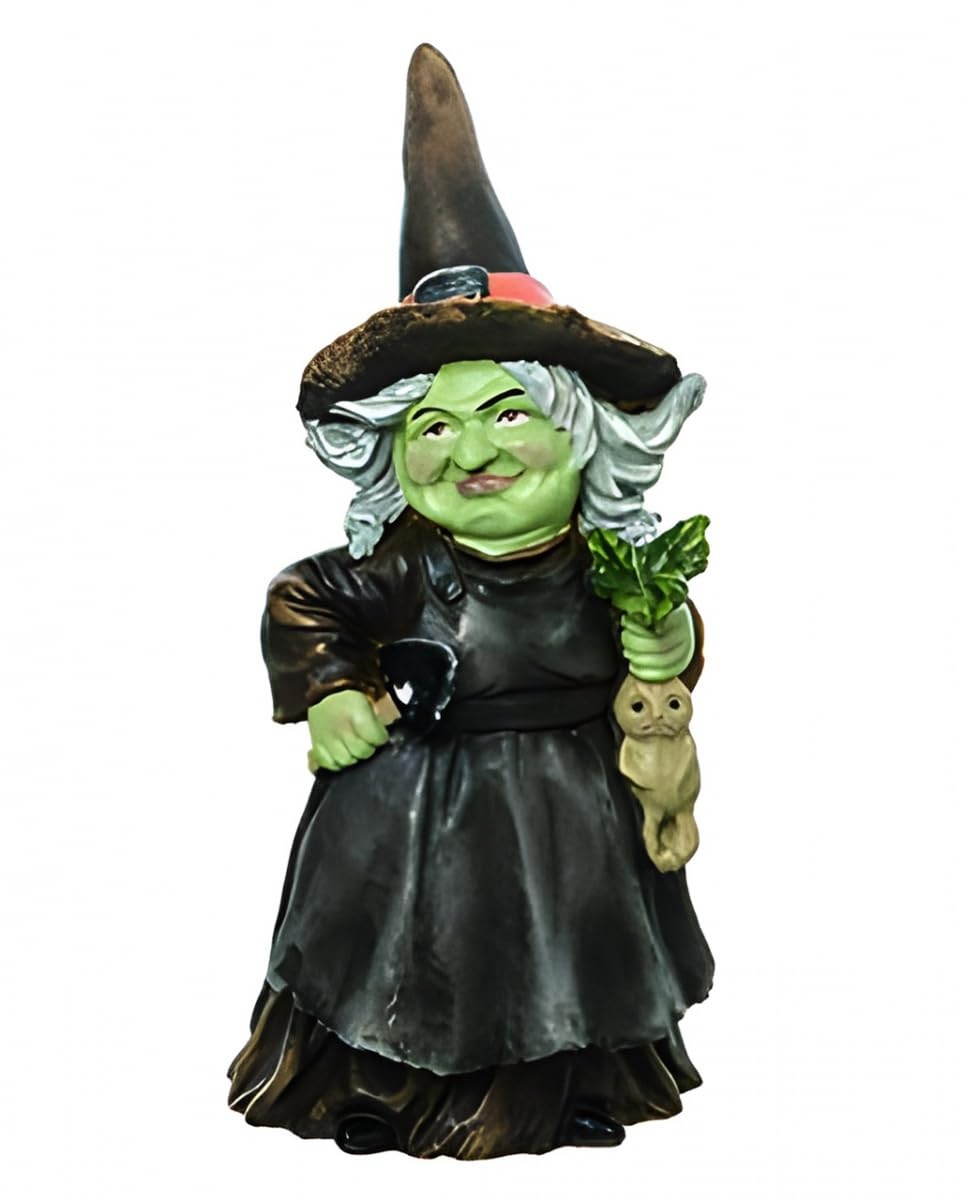 Horror-Shop Grüne Hexe mit lebender Alraune Ernte als Halloween Dekofigur 19cm