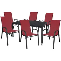 Mojawo Gartengarnitur 7-tlg. Schwarz/Grau/Rot