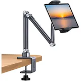 nediea Tablet-Ständer für Schreibtisch, verstellbare Tablet-Halterung mit Klemmhalterung, 360° drehbar, Aluminium-Ständer für iPad, kompatibel mit Geräten von 10,2 - 32,9 cm, passend für Schreibtisch