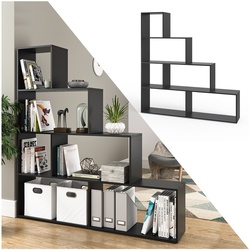 Vicco Treppenregal ASYM Raumteiler schwarz Bücherregal Standregal Aktenregal Hochregal Aufbewahrung Regal