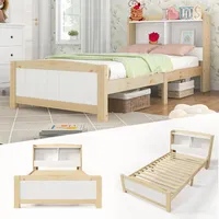 XDOVET Festnight Bett 90x200 cm mit Stauraum Massivholzbett mit Fächer Bettgestell mit Lattenrost Einzelbett Doppelbett Bettrahmen Jugendbett Holz