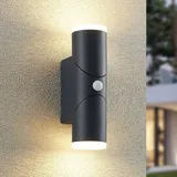 LINDBY Außenwandleuchte Aluminium 10,6 cm x 6,5 cm x 22,0 cm mit Bewegungsmelder schwarz