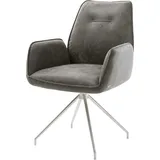 DeLife Esszimmerstuhl Zoa-Flex Mikrofaser Grau Antik Kreuzgestell konisch Edelstahl Taschenfederkern