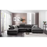 Wohnlandschaft HOME AFFAIRE "Alberto U-Form" Sofas Gr. B/H/T: 350cm x 73cm x 228cm, Luxus-Microfaser ALTARA NUBUCK, Recamiere rechts, ohne Bettfunktion, grau (graphit) mit Kopfteilverstellung, wahlweise Bettfunktion