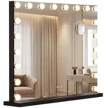 deluke Schminkspiegel DORA mit Licht und Bluetooth 80x14x62cm, Metall, Schwarz Hollywood Speigel Kosmetikspiegel Make-Up-Spiegel