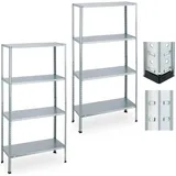 Relaxdays Schwerlastregal Stahl 2er Set Schwarz/Silber
