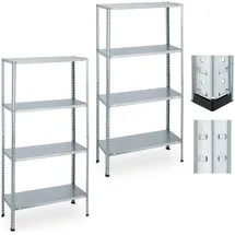Relaxdays Schwerlastregal Stahl 2er Set Schwarz/Silber