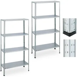 Relaxdays Schwerlastregal Stahl 2er Set Schwarz/Silber