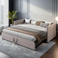 DAHUEN Schlafsofa, 2-Sitzer, Schlafsofa, ausziehbar, 90/180 x 200 cm, mit Lattenrost, Samt, Grau (ohne Matratze) (Grau)