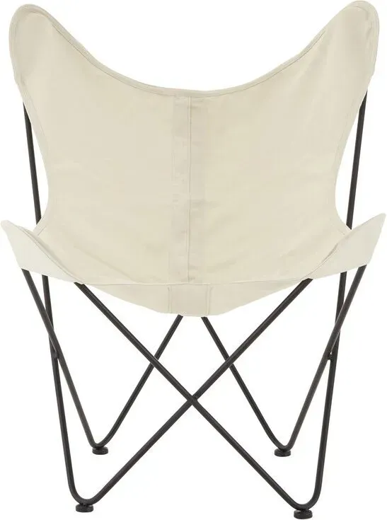 Premier Housewares Kompakter Schmetterlingsstuhl in Elfenbein mit Sling-Sitzfläche, dekorativer, robuster Hochstuhl für Außen und Garten