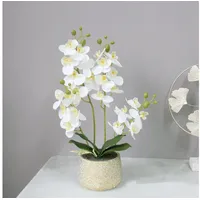 Kunstblume Künstliche Orchidee, Orchideen Kunstblume,Blumen Deko, Mutoy, Deko Frühling,mit Töpfe, Romantik Look weiß
