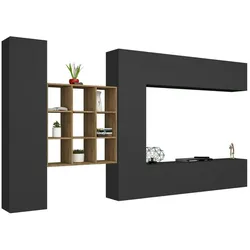 Dmora Wohnzimmermöbel Gualtiero, Wohnzimmer-Set TV-Möbel mit 4 Türen, Mehrzweck-Wohnmöbel, 100 % Made in Italy, cm 350x30h180, Anthrazit