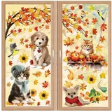 LuxusKollektion Küchenorganizer-Set Fensterbilder Herbst 9PCS Kätzchen Welpe selbstklebend D