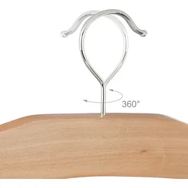 Relaxdays Rockbügel 3er Set, Hosenbügel Holz, 360° drehbarer Haken, Kleiderbügel rutschfest, HBT: 45,5x39x2,5 cm, natur