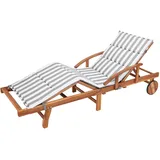 HOBBYGARDEN Auflagen für Deckchair, Kissen für Liegenauflage, Polsterauflage für Sonnenliege, Produktabmessung: 185x56x4 cm, Grau mit weißen Streifen