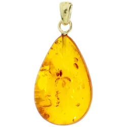 Ketten-Anhänger OSTSEE-SCHMUCK "Ostsee-Schmuck Anhänger Klassisch 30 mm - Gold 333/000", gelb, Schmuckanhänger, Damen, 32 x 17mm, Bernstein, 2.8 g